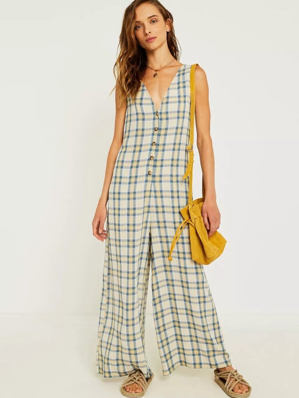 NWT Urban Outfitters long plaid jumpsuit sz. Small